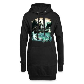 Poisson bar - Sweat-shirt à capuche long Femme - noir - Devant