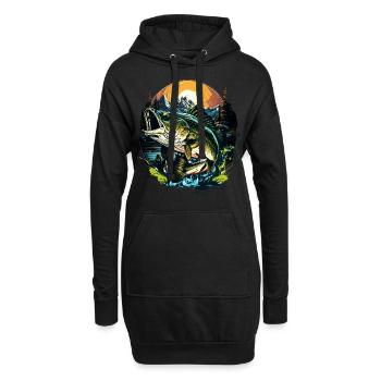 Poisson bar - Sweat-shirt à capuche long Femme - noir - Devant
