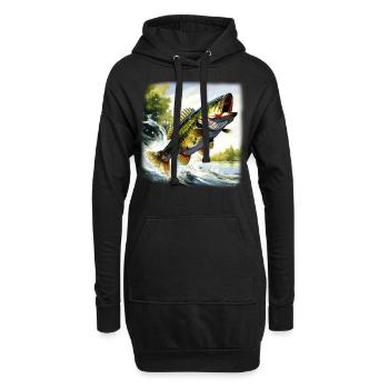Poisson bar - Sweat-shirt à capuche long Femme - noir - Devant