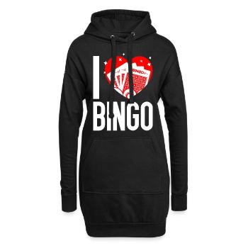 Bingo Player Heart I Love Bingo - Hoodie-Kleid - Schwarz - Vorne