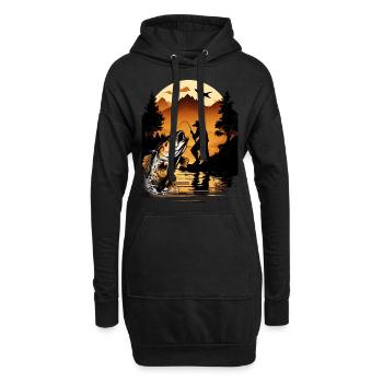 Barsch-Fisch - Hoodie-Kleid - Schwarz - Vorne