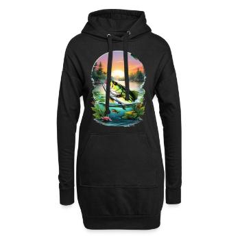 Barsch-Fisch - Hoodie-Kleid - Schwarz - Vorne