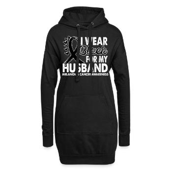 Tragen Sie Schwarz Für Ehemann Melanoma Cancer - Hoodie-Kleid - Schwarz - Vorne