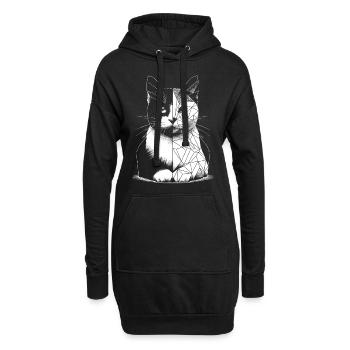 Geometrische polygonale Katze - Hoodie-Kleid - Schwarz - Vorne