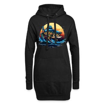Barsch-Fisch - Hoodie-Kleid - Schwarz - Vorne