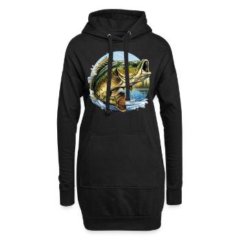 Barsch-Fisch - Hoodie-Kleid - Schwarz - Vorne