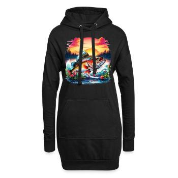Barsch-Fisch - Hoodie-Kleid - Schwarz - Vorne