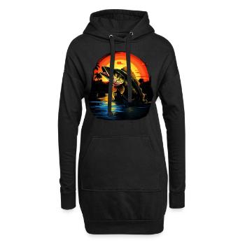 Barsch-Fisch - Hoodie-Kleid - Schwarz - Vorne