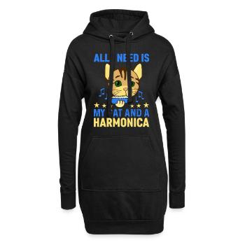 All I Need Is My Cat And A Harmonica Harmonicist & - Hoodie-Kleid - Schwarz - Vorne