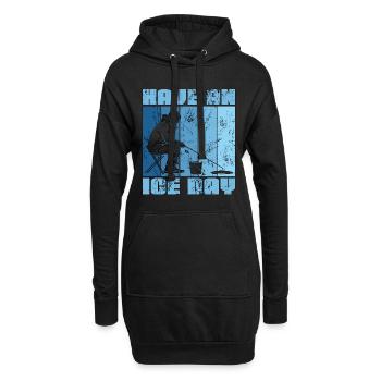 Pêche sur glace Avoir une canne à pêche sur glace Pêche sur glace Pêche sur glace - Sweat-shirt à capuche long Femme - noir - Devant