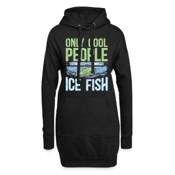 Pêche sur glace Seulement les gens cool Poisson sur glace Lac gelé - Sweat-shirt à capuche long Femme - noir - Devant