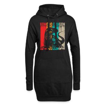 Retro-komodowaran-besitzer, Wildtiere, - Hoodie-Kleid - Schwarz - Vorne