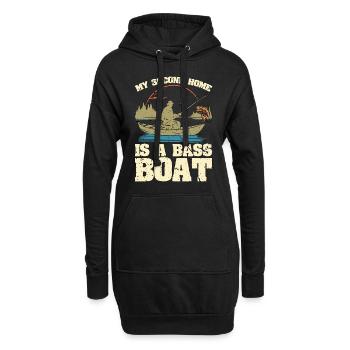Pêche à l’achigan Ma deuxième maison est un pêcheur en bateau - Sweat-shirt à capuche long Femme - noir - Devant