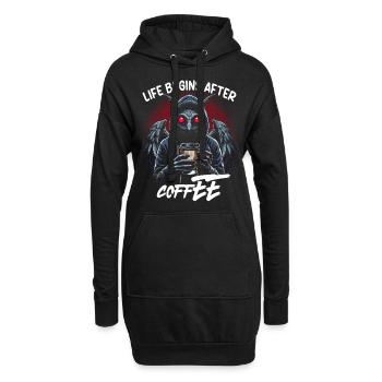 Life Begins After Coffee - Hoodie-Kleid - Schwarz - Vorne