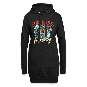 Big Bass Fishing Tournoi Amoureux Bass Pêcheur - Sweat-shirt à capuche long Femme - noir - Devant