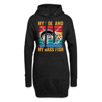 Meine Rute und mein Barschfisch - Hoodie-Kleid - Schwarz - Vorne