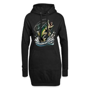 Barsch-Fisch - Hoodie-Kleid - Schwarz - Vorne