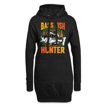 Chasseur de poissons d’achigan - Sweat-shirt à capuche long Femme - noir - Devant