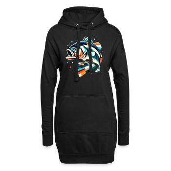 Barsch-Fisch - Hoodie-Kleid - Schwarz - Vorne