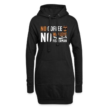 Pêcheur de doré Pas de café Pas de canne à pêche Café - Sweat-shirt à capuche long Femme - noir - Devant