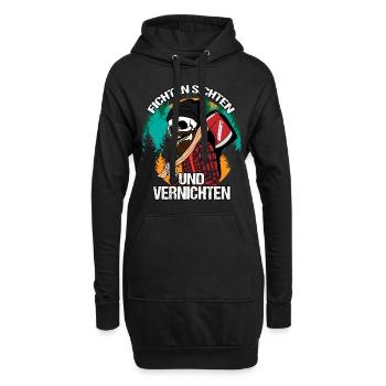 Holzfäller Fichten Sichten Vernichten Baumfäller - Hoodie-Kleid - Schwarz - Vorne