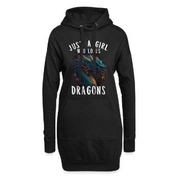 Drache Tshirt Märchen Dragon Japanisch Kanji - Hoodie-Kleid - Schwarz - Vorne