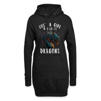 Drache Tshirt Märchen Dragon Japanisch Kanji - Hoodie-Kleid - Schwarz - Vorne