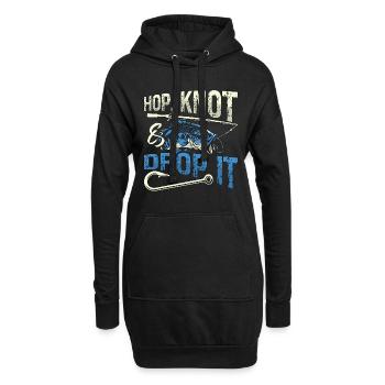 Fly Fishing Hop Knot & Drop Fishing Rod Fisherman - Hoodie-Kleid - Schwarz - Vorne