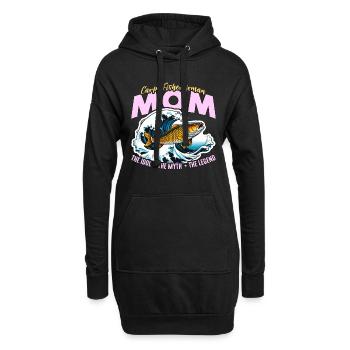 Maman pêcheur de carpe L’idole Le mythe Amateur de pêche - Sweat-shirt à capuche long Femme - noir - Devant