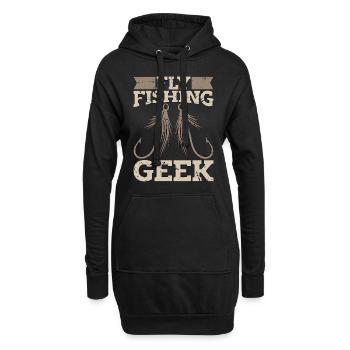 Fly Fishing Geek Loves Fish Hunting Fly Fisherman - Hoodie-Kleid - Schwarz - Vorne