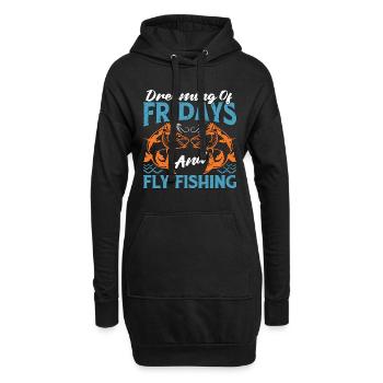 Pêche à la mouche Rêver Des Vendredis Et De La Chasse Au Poisson - Sweat-shirt à capuche long Femme - noir - Devant