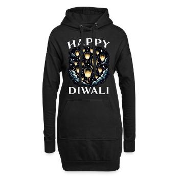 Happy Diwali - Hoodie-Kleid - Schwarz - Vorne
