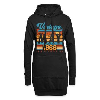 Mai 1966, Cadeau Anniversaire Vintage mai 1966. - Sweat-shirt à capuche long Femme - noir - Devant