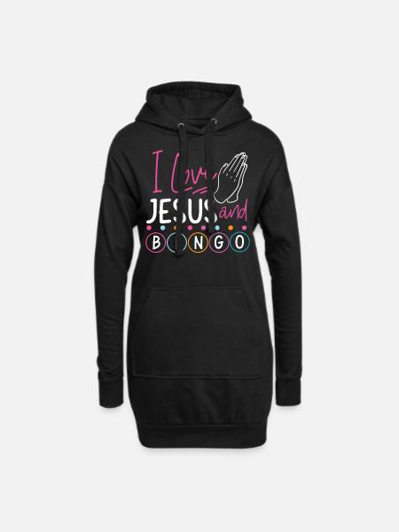 Bingo Player Jesus Faith Christian - Hoodie-Kleid - Schwarz