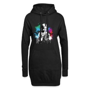 fille qui aime le crochet - Sweat-shirt à capuche long Femme - noir - Devant
