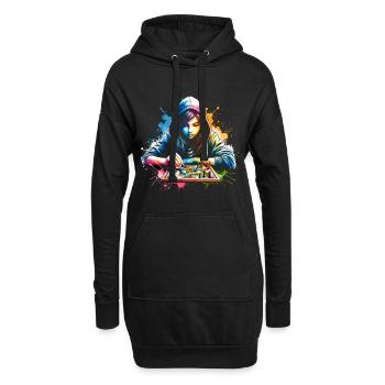 Mädchen, die Schach lieben - Hoodie-Kleid - Schwarz - Vorne