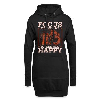 Photographer Focus On What Makes You Happy Camera - Hoodie-Kleid - Schwarz - Vorne