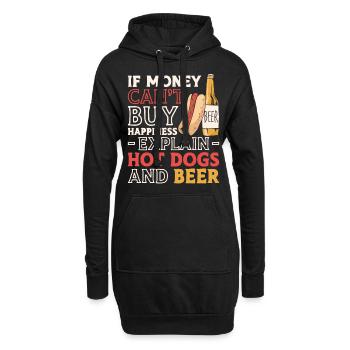 Hot Dog Adult Beer If Money Can't - Hoodie-Kleid - Schwarz - Vorne