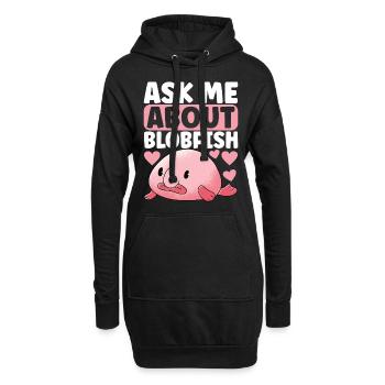 Poisson blob mignon poisson laid - Sweat-shirt à capuche long Femme - noir - Devant