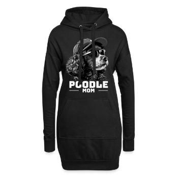Maman caniche - Sweat-shirt à capuche long Femme - noir - Devant