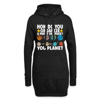 Astronomie Mignonne Planète Système Solaire Galaxie - Sweat-shirt à capuche long Femme - noir - Devant