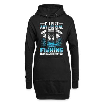 Ich bin nicht asozial, ich würde nur lieber angeln - Hoodie-Kleid - Schwarz - Vorne