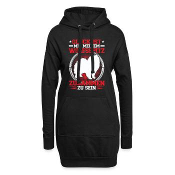 Par mon Wolfspitz son Keeshond - Sweat-shirt à capuche long Femme - noir - Devant