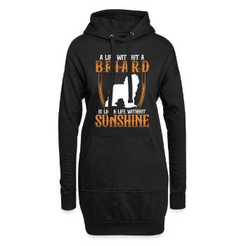 La vie sans Briard Berger de Brie - Sweat-shirt à capuche long Femme - noir - Devant