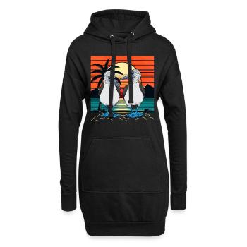 Retro Blaufußtölpel - Hoodie-Kleid - Schwarz - Vorne