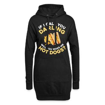 Hot Dog Adulte Si Je T’appelle - Sweat-shirt à capuche long Femme - noir - Devant