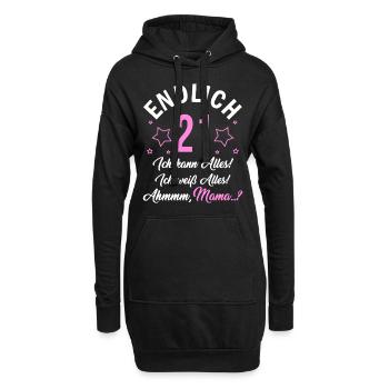 Enfin 21 je peux tout faire, je sais tout - Sweat-shirt à capuche long Femme - noir - Devant
