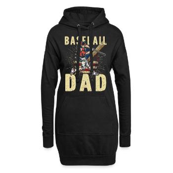 Baseball-Vater - Hoodie-Kleid - Schwarz - Vorne