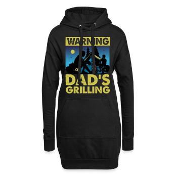 Warnung Papas Grillen - Hoodie-Kleid - Schwarz - Vorne