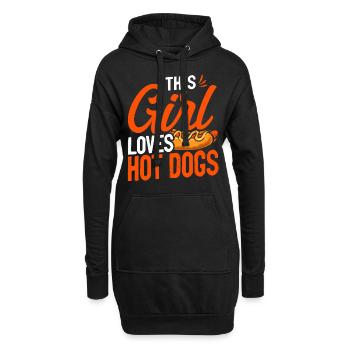 Hot Dog Adult Girl Cette fille aime - Sweat-shirt à capuche long Femme - noir - Devant